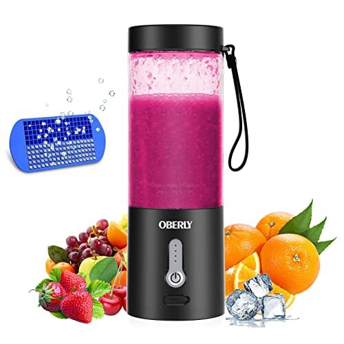 Portable Blender for Shakes and Smoothies 2022 Upgraded, OBERLY Personal Travel Blender for Protein with 4000mAh USB Rechargeable Battery, C